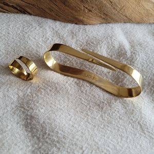 Brass palmlet bangle bracelet cuff ring set…